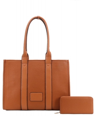 Fashion Tote Bag with Wallet TB-8999W BROWN